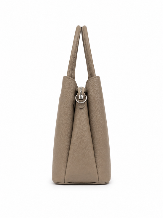 Elegante Echtleder-Handtasche Taupe mit Schulterriemen