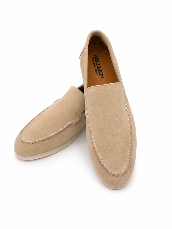 Herren Loafer aus Kalbsveloursleder in Beige (HOL60)