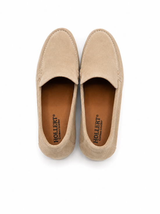 Herren Loafer aus Kalbsveloursleder in Beige (HOL60)