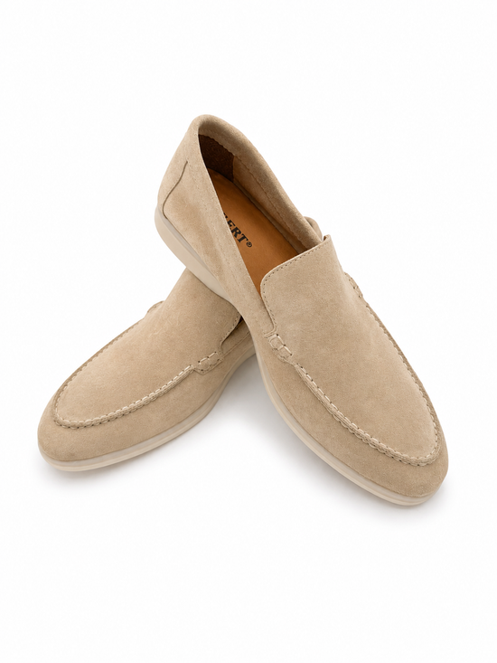Herren Loafer aus Kalbsveloursleder in Beige (HOL60)