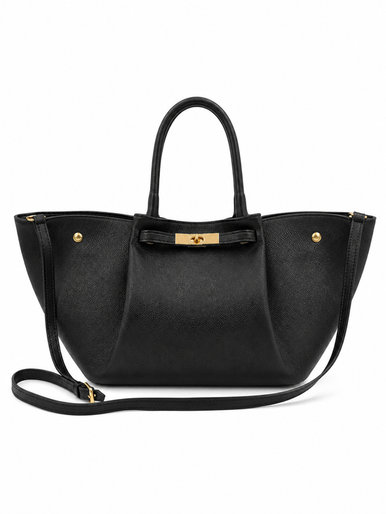 Luxus Damenhandtasche Echtleder Schwarz