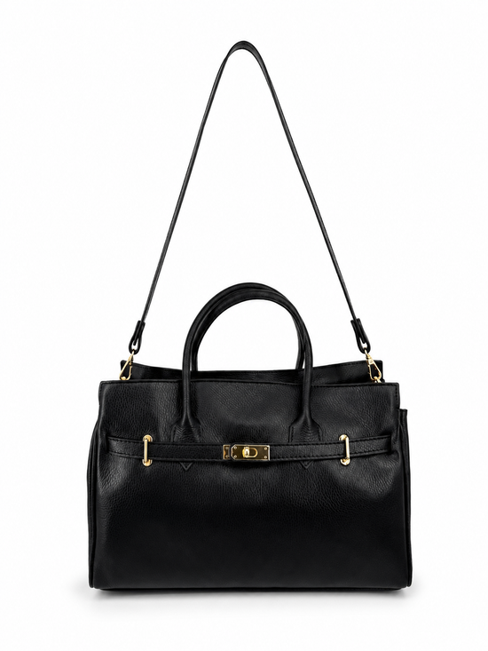Damen Handtasche Echtleder Schwarz – Zeitloses Business Design