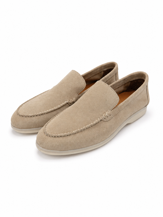 Herren Loafer aus Kalbsveloursleder in Beige (HOL60)