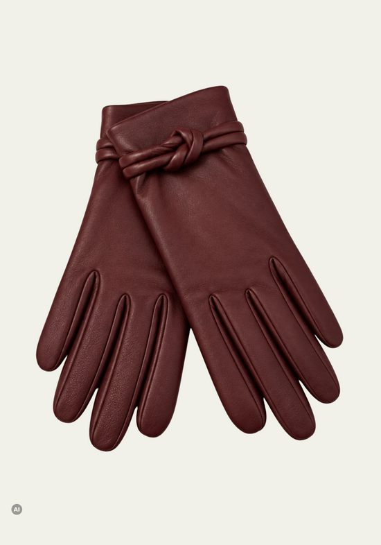 Damen-Lederhandschuhe mit 100 % Kaschmirfutter Bordeaux O02