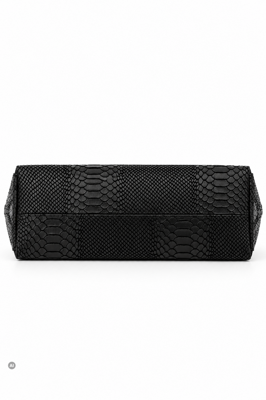 LOLA – Tasche aus italienischem italienischem Leder mit Python-Prägung – Schwarz