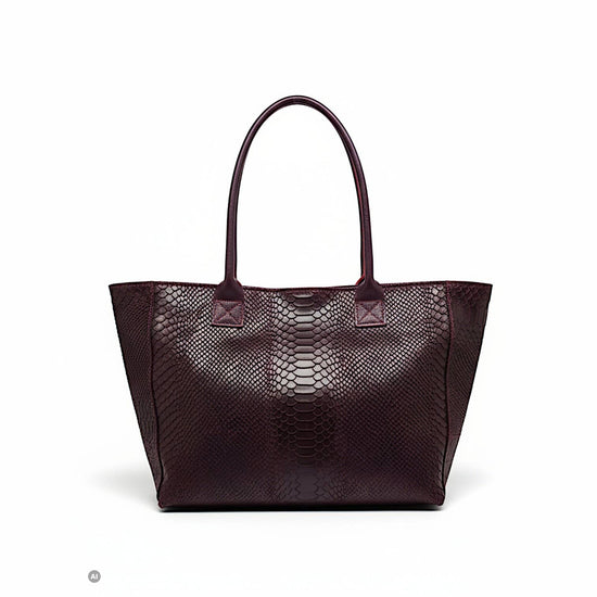 LOLA – Tasche aus italienischem Leder mit Python-Prägung – Burgunder