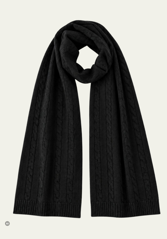 Strickschal aus Merinowolle & Kaschmir Schwarz